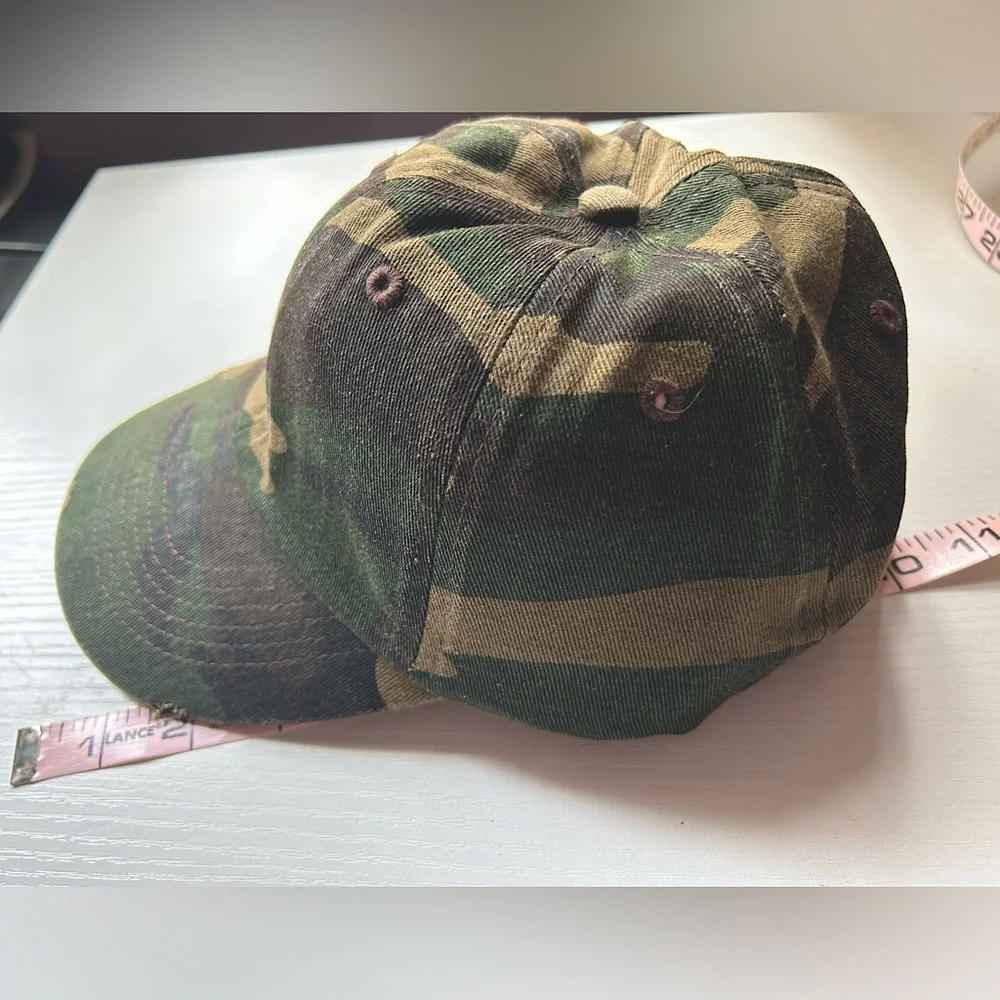 NWOT camouflage cotton cap unisex slight distressed green and brown